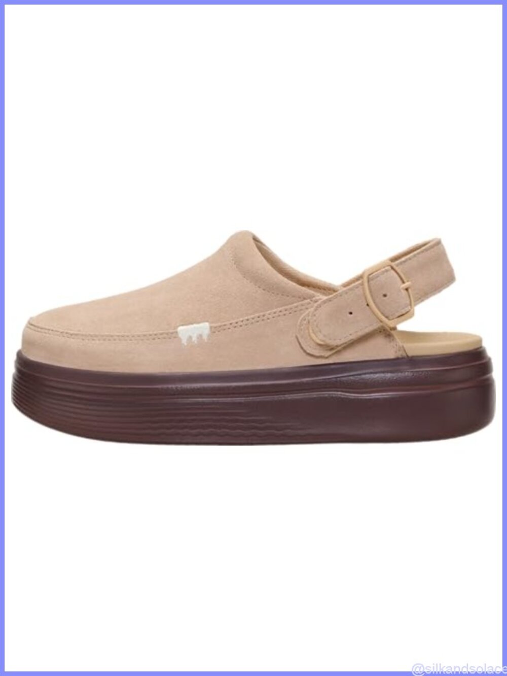 Platform Clog: Suede Upper, Lightweight Outsole, Slip-On, Adjustable Back Strap
